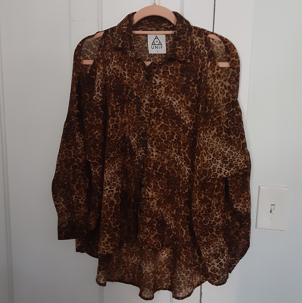 UNIF Animal Print Cut Out Blouse - S